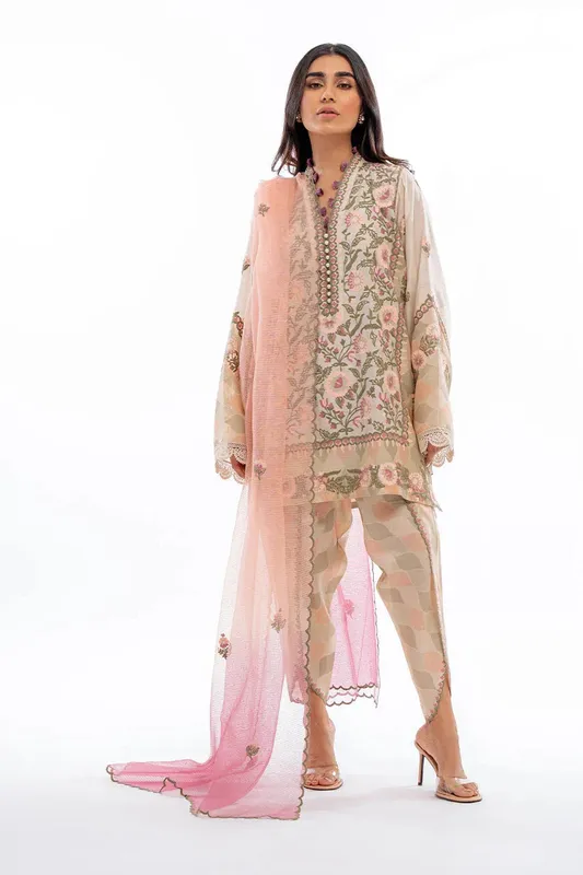 Sania Maskatiya Eid Collection Cream Silk – view 1 – Poshaq