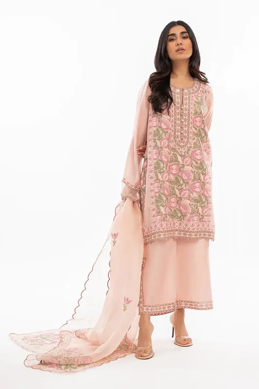 Sania Maskatiya Eid Collection Tea Pink Organza – view 1 – Poshaq