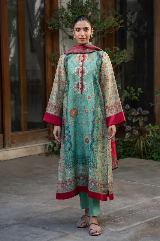 Sania Maskatiya Eid Collection Turquoise Cotton – view 1 – Poshaq