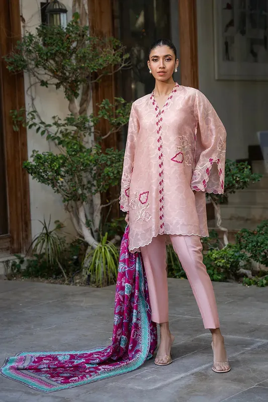 Sania Maskatiya Eid Collection Pink Cotton – view 1 – Poshaq