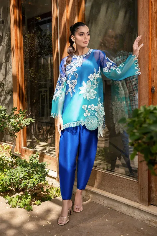 Sania Maskatiya Eid Collection Ivory Organza – view 1 – Poshaq