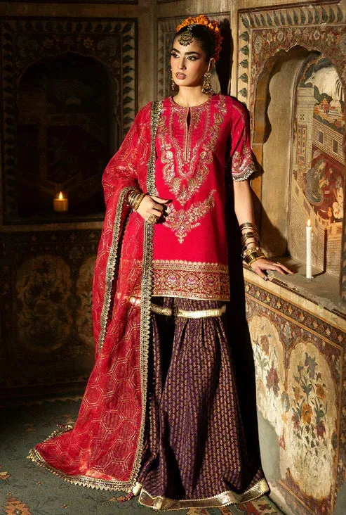 Saad Shaikh Singhar Premium Silk 25 Pink Raw Silk – view 1 – Poshaq