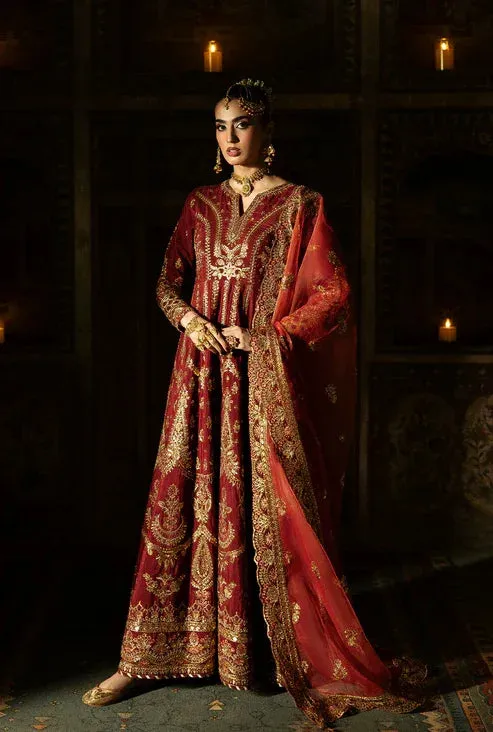 Saad Shaikh Singhar Premium Silk 25 Maroon Raw Silk – view 1 – Poshaq
