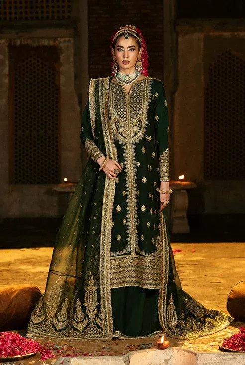 Saad Shaikh Singhar Premium Silk 25 Green Raw Silk – view 1 – Poshaq
