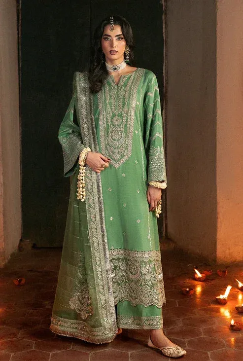 Saad Shaikh Singhar Premium Silk 25 Green Raw Silk – view 1 – Poshaq