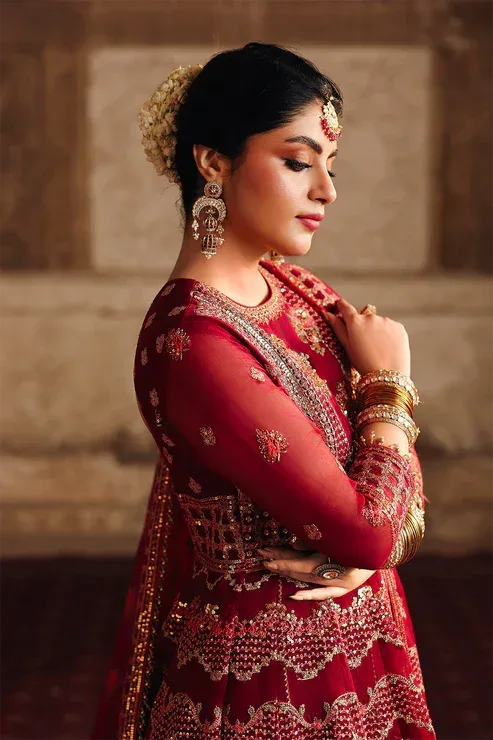 Saad Shaikh Silsila Formals 25 Maroon Raw Silk – view 4 – Poshaq