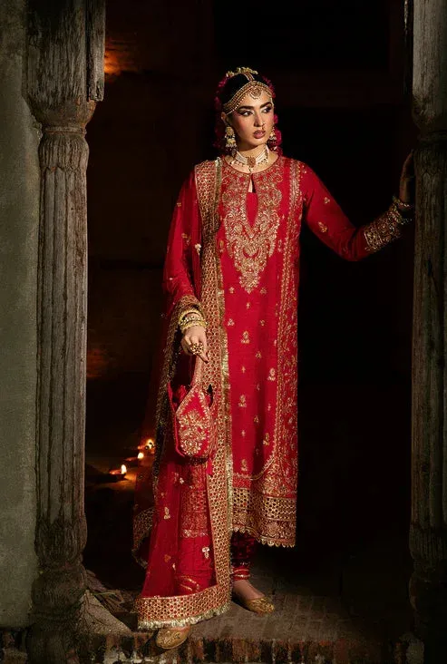 Saad Shaikh Singhar Premium Silk 25 Red Raw Silk – view 1 – Poshaq