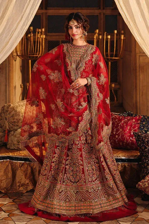 Saad Shaikh Silsila Formals 25 Red Raw Silk – view 1 – Poshaq