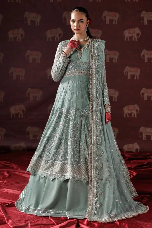 Saad Shaikh Panache Luxury Chiffon 25 ferozi Raw Silk – view 1 – Poshaq