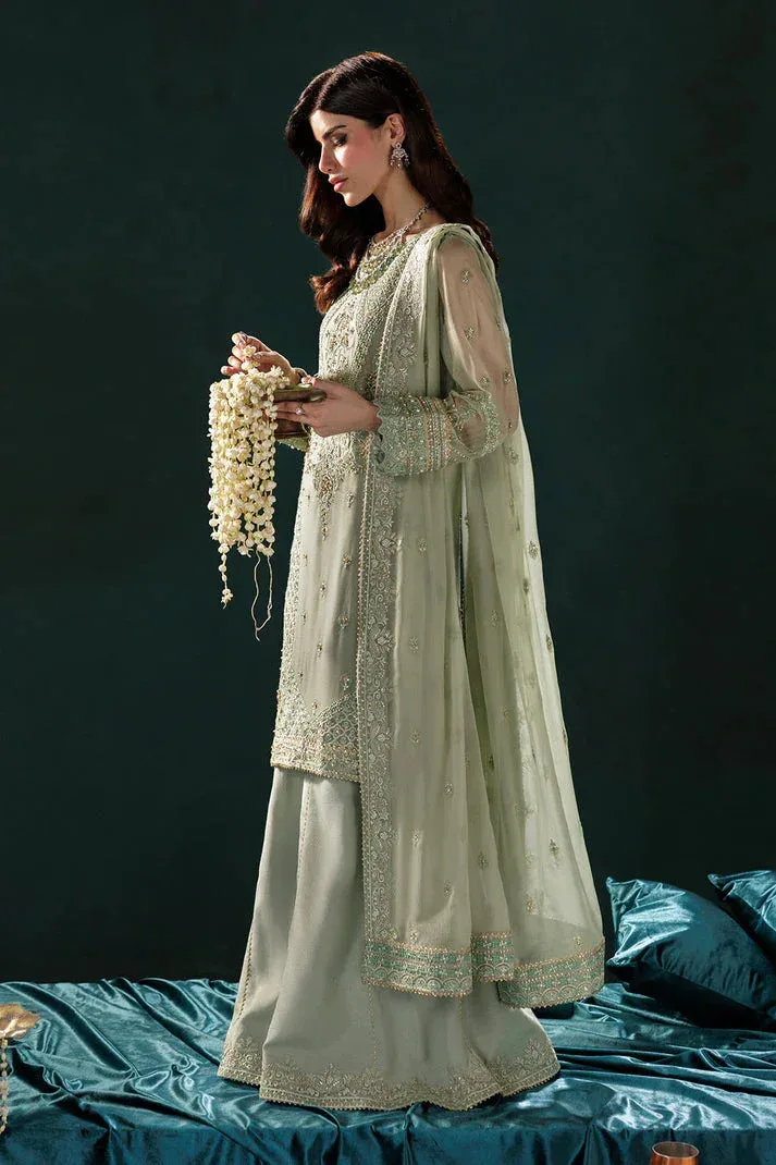 Saad Shaikh Panache Luxury Chiffon 25 Pistachio Raw Silk – view 3 – Poshaq