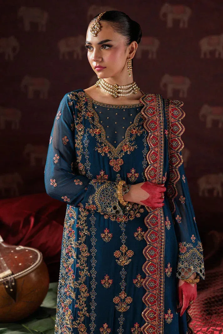 Saad Shaikh Panache Luxury Chiffon 25 Blue Raw Silk – view 4 – Poshaq