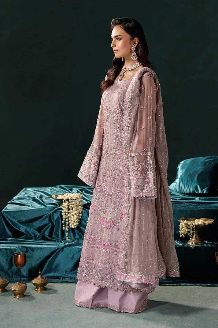 Saad Shaikh Panache Luxury Chiffon 25 Pink Raw Silk – view 3 – Poshaq