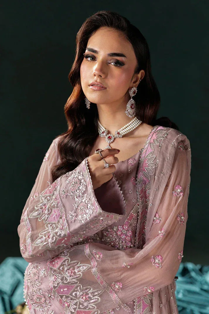 Saad Shaikh Panache Luxury Chiffon 25 Pink Raw Silk – view 4 – Poshaq