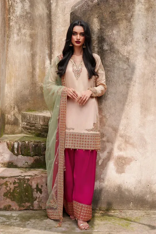 Saad Shaikh Zaria Festive Pret 25 Skin Raw Silk – view 1 – Poshaq