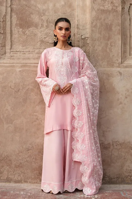 Saad Shaikh Zaria Festive Pret 25 Light Pink Raw Silk – view 1 – Poshaq