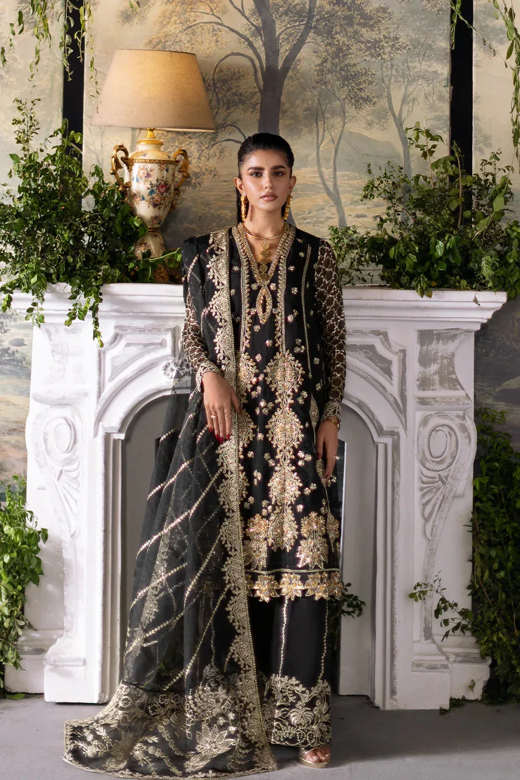 Saad Shaikh Flurie Vol 3 Black Raw Silk – view 1 – Poshaq