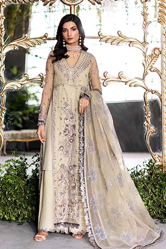 Saad Shaikh Flurie Vol 3 Gray Olive Raw Silk – view 1 – Poshaq