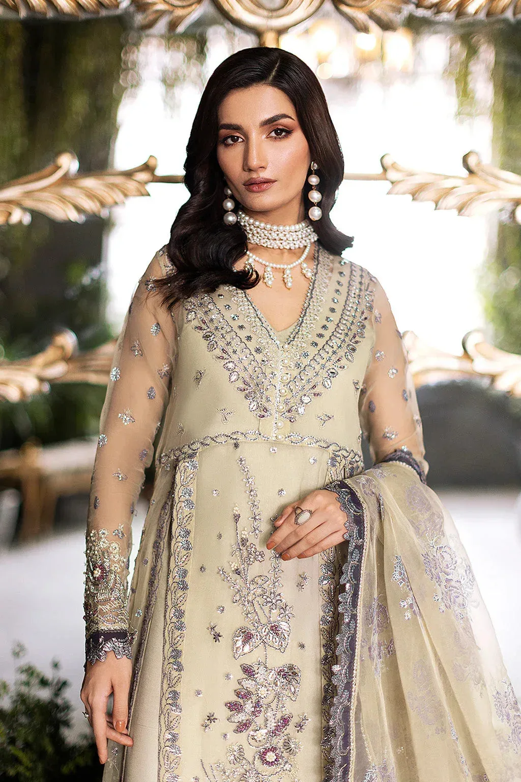 Saad Shaikh Flurie Vol 3 Gray Olive Raw Silk – view 8 – Poshaq