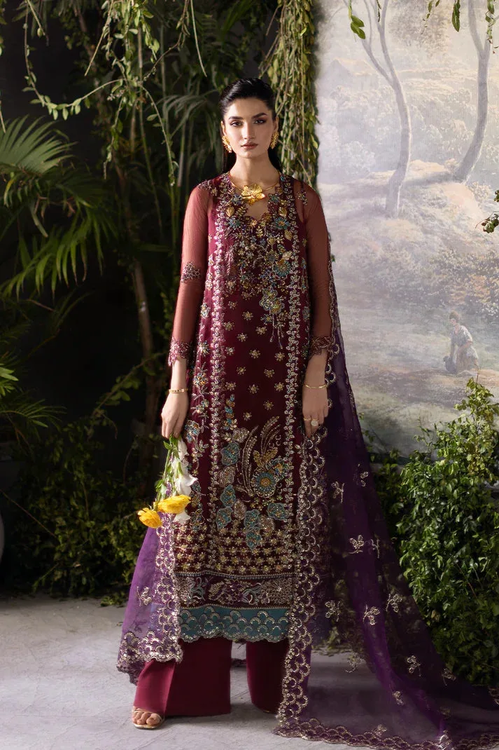 Saad Shaikh Flurie Formals Maroon Raw Silk – view 1 – Poshaq