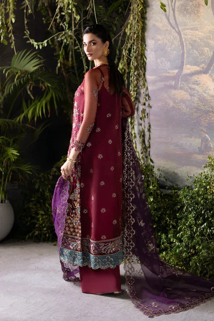 Saad Shaikh Flurie Formals Maroon Raw Silk – view 2 – Poshaq