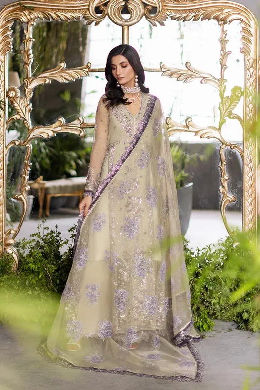 Saad Shaikh Flurie Formals Green White Raw Silk – view 1 – Poshaq
