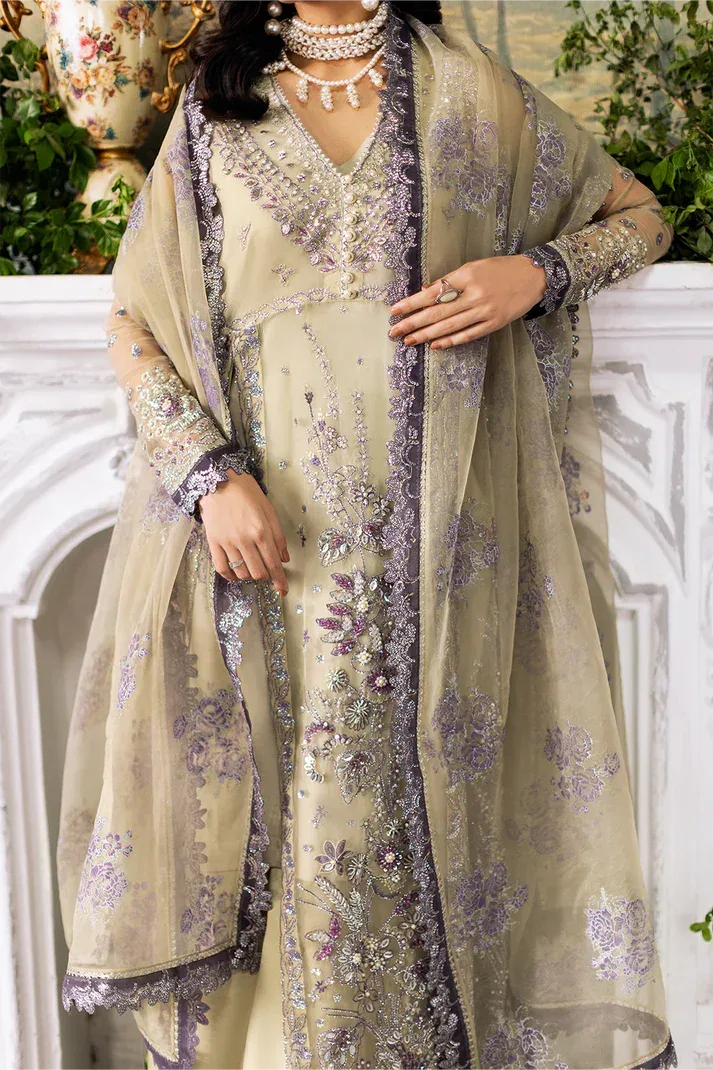 Saad Shaikh Flurie Formals Green White Raw Silk – view 4 – Poshaq