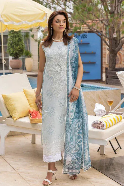 Saad Shaikh Lawn 25 Pale Aqua Organza – view 1 – Poshaq