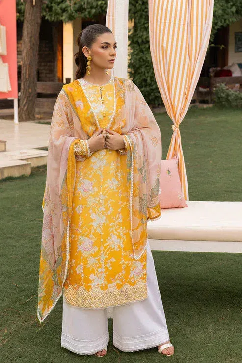 Saad Shaikh Lawn 25 Mustard Yellow Cambric – view 1 – Poshaq