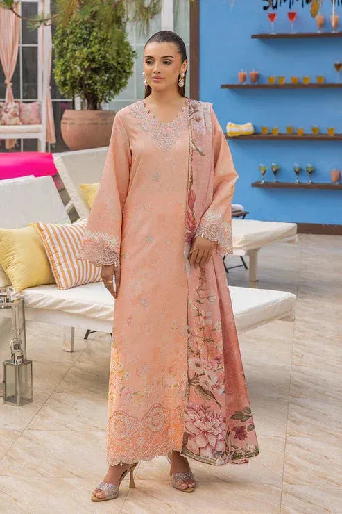 Saad Shaikh Lawn 25 Peach Pink Organza – view 1 – Poshaq