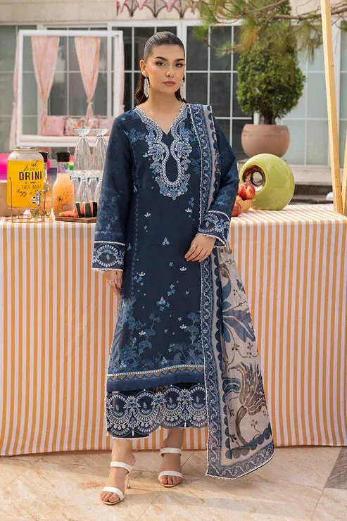 Saad Shaikh Lawn 25 Navy Blue Organza – view 1 – Poshaq
