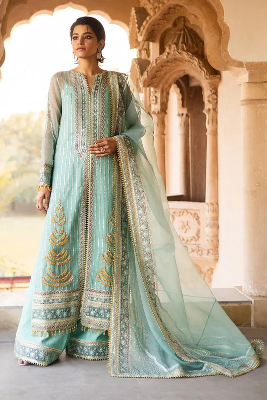 Saad Shaikh Jahan Festive Collection Sky Blue Raw Silk – view 1 – Poshaq