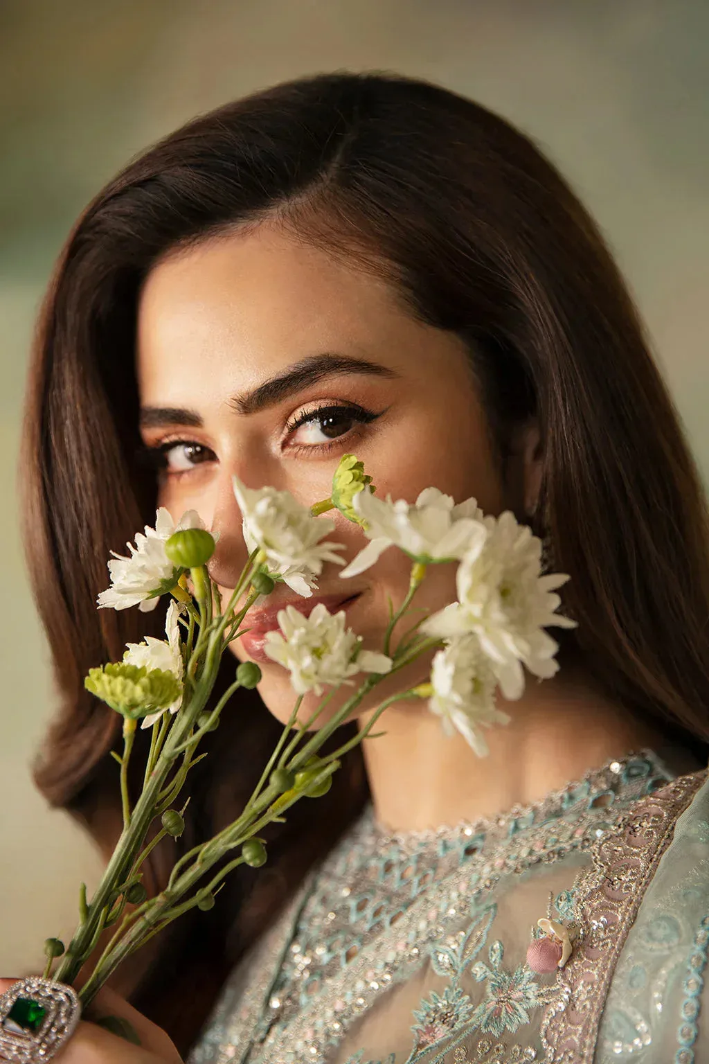 Saad Shaikh Elana Wedding Formals Ice Blue Raw Silk – view 5 – Poshaq