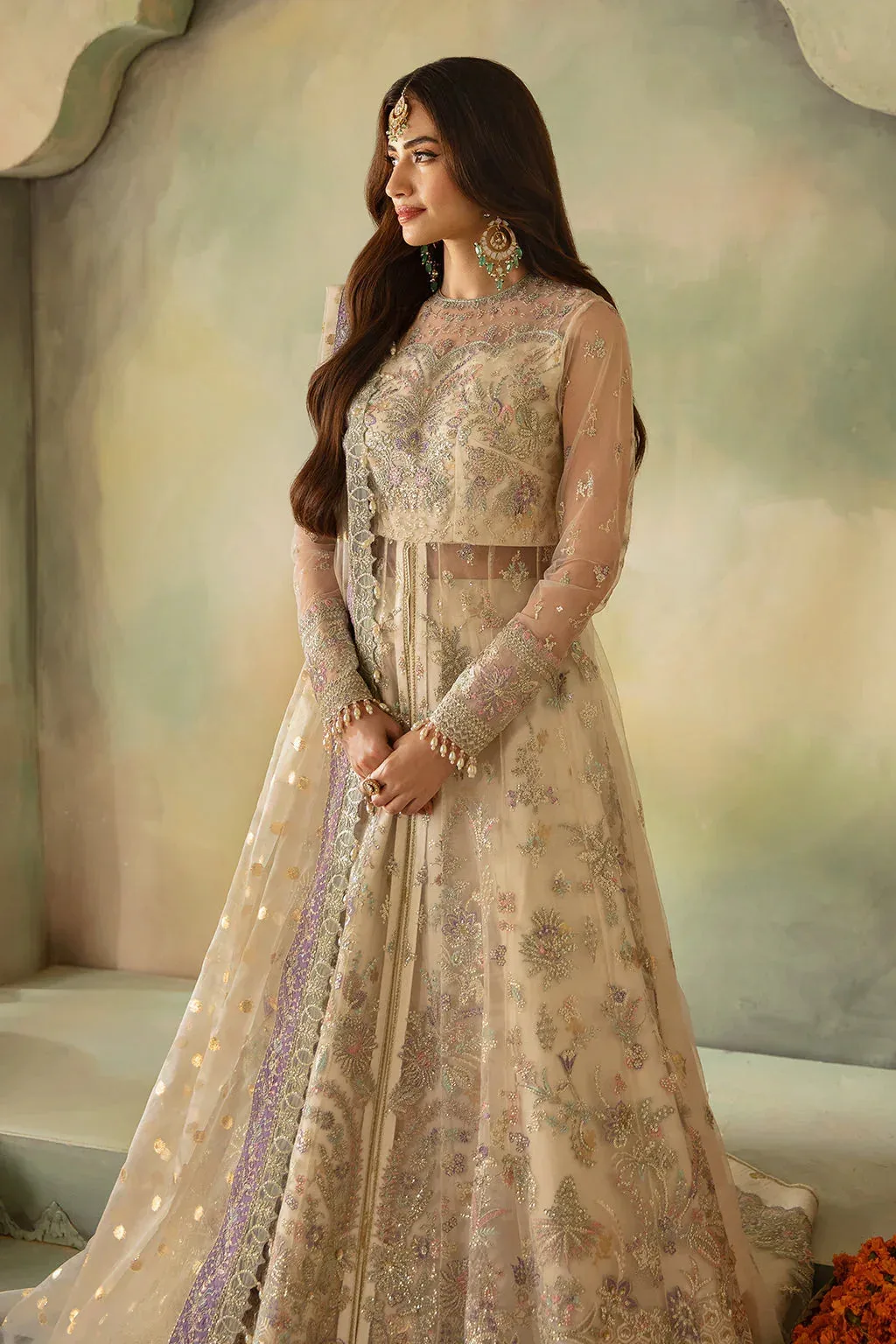 Saad Shaikh Elana Wedding Formals Ivory Raw Silk – view 3 – Poshaq
