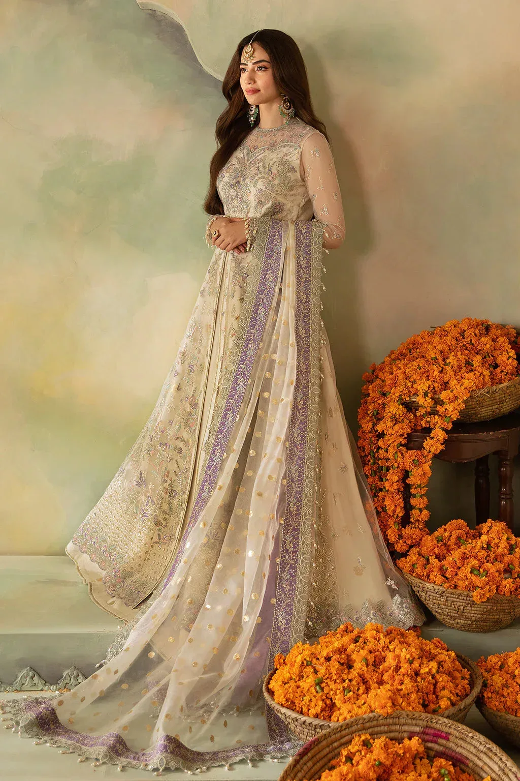 Saad Shaikh Elana Wedding Formals Ivory Raw Silk – view 4 – Poshaq