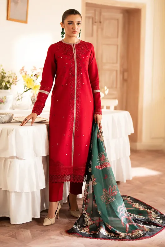 Saad Shaikh Lumiere Winter Red Organza – view 1 – Poshaq
