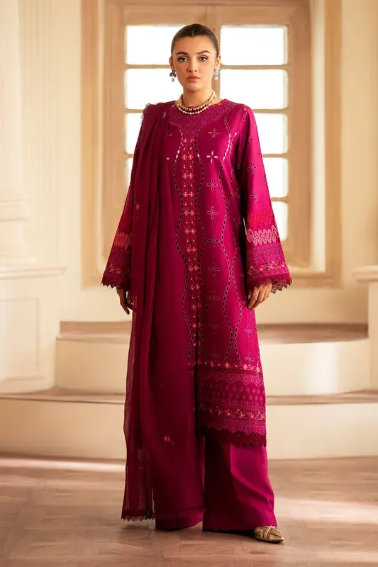Saad Shaikh Lumiere Winter Maroon Organza – view 1 – Poshaq
