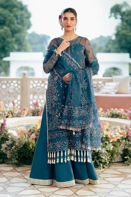 Saad Shaikh Silsila Festive Collection Navy Blue Raw Silk – view 1 – Poshaq
