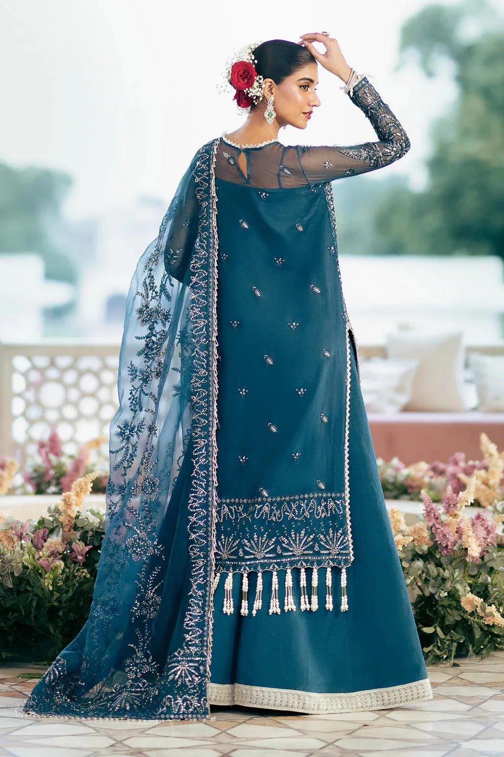 Saad Shaikh Silsila Festive Collection Navy Blue Raw Silk – view 2 – Poshaq