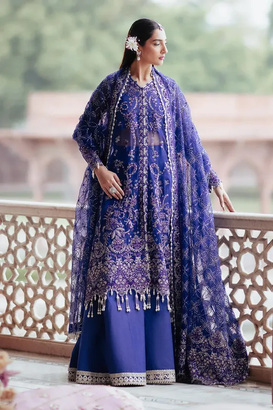 Saad Shaikh Silsila Festive Collection Blue Raw Silk – view 1 – Poshaq