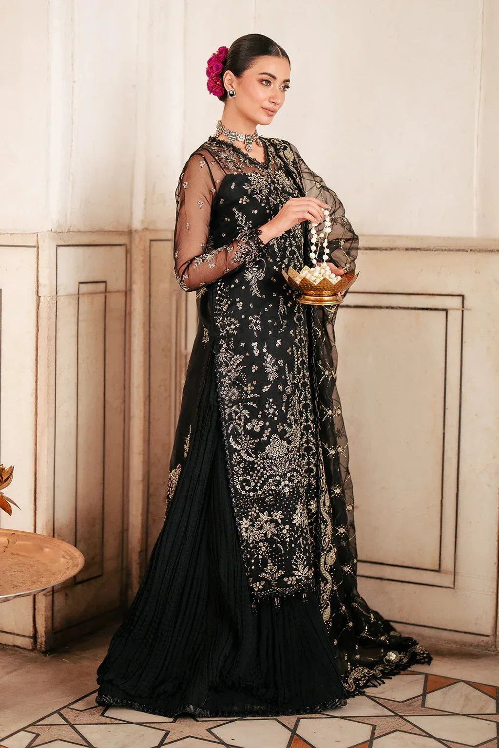 Saad Shaikh Silsila Festive Collection Black Raw Silk – view 6 – Poshaq