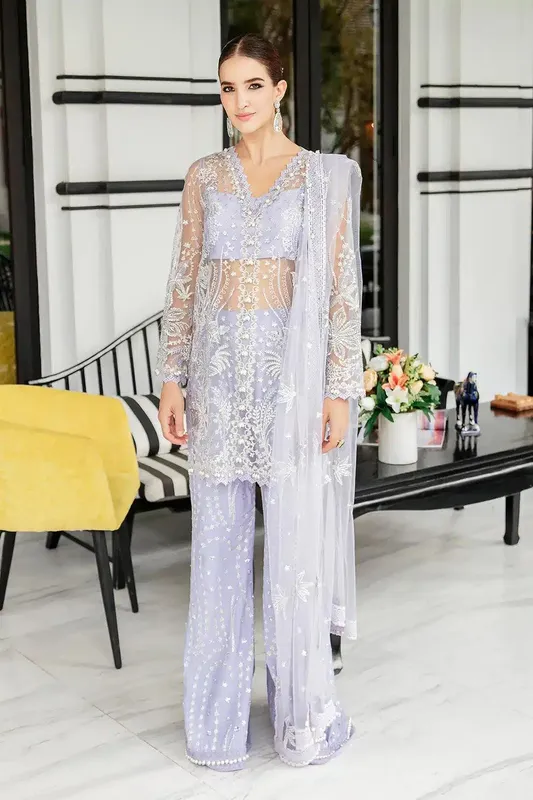 Saad Shaikh Luminous Formals 23 Lilac Cotton Silk – view 1 – Poshaq
