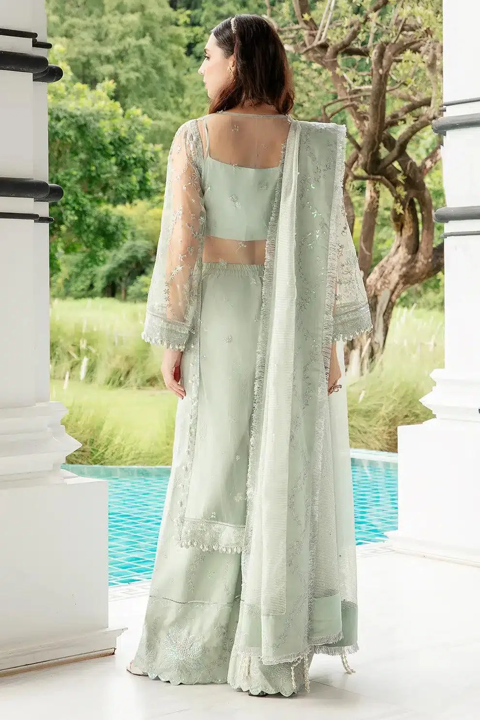 Saad Shaikh Luminous Formals 23 Green Raw Silk – view 4 – Poshaq