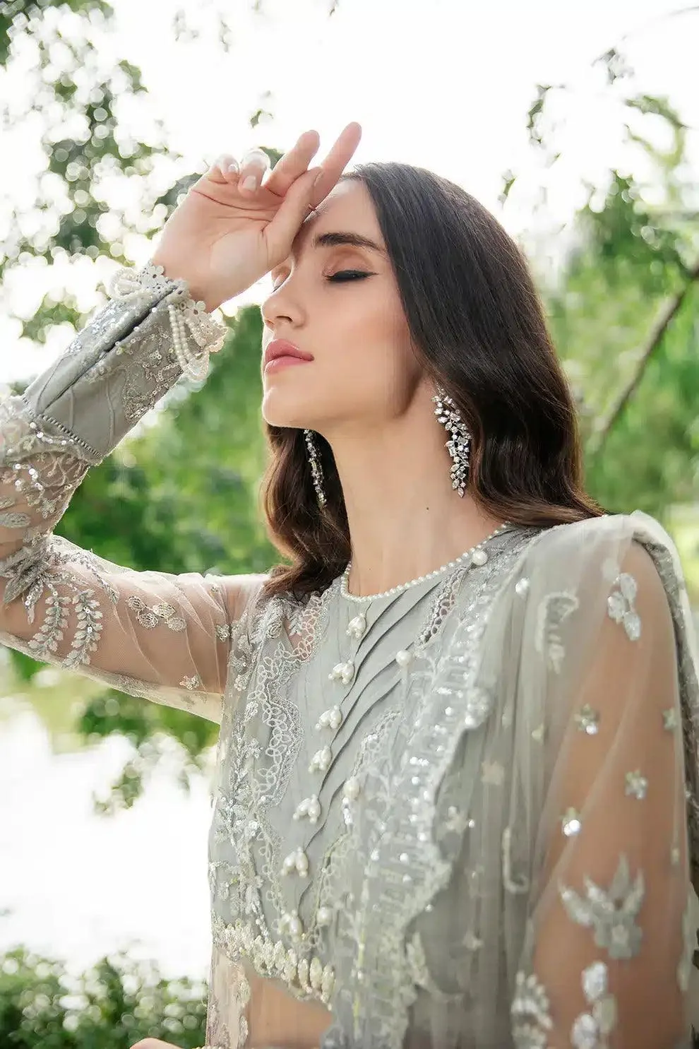 Saad Shaikh Luminous Formals 23 Grey Raw Silk – view 7 – Poshaq