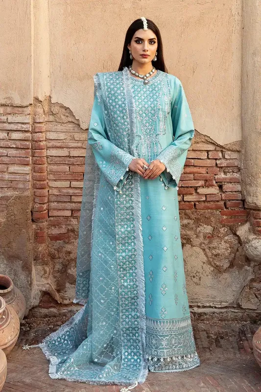 Saad Shaikh Singhar Festive 23 Sky Blue Raw Silk – view 1 – Poshaq