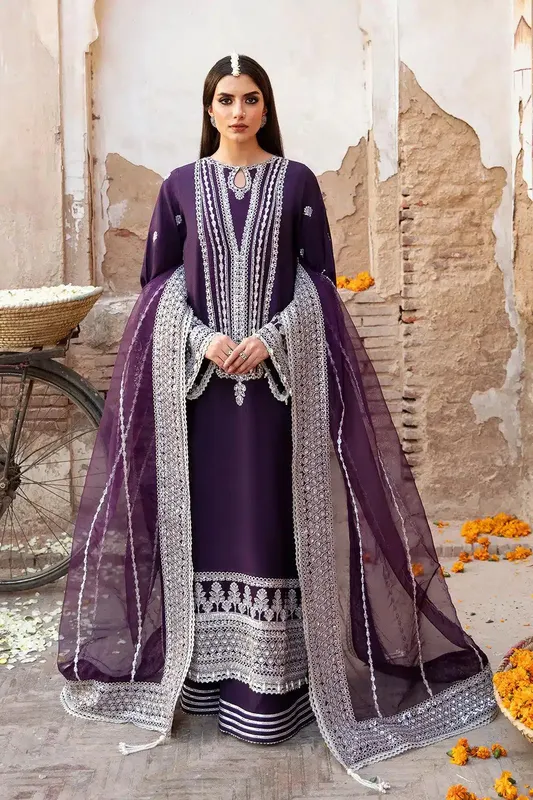 Saad Shaikh Singhar Festive 23 Purple Raw Silk – view 1 – Poshaq