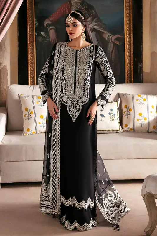 Saad Shaikh Singhar Festive 23 Black Raw Silk – view 1 – Poshaq