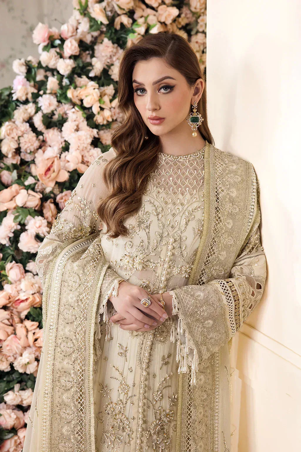 Saad Shaikh Panache Luxury Chiffon 24 Off White Raw Silk – view 5 – Poshaq