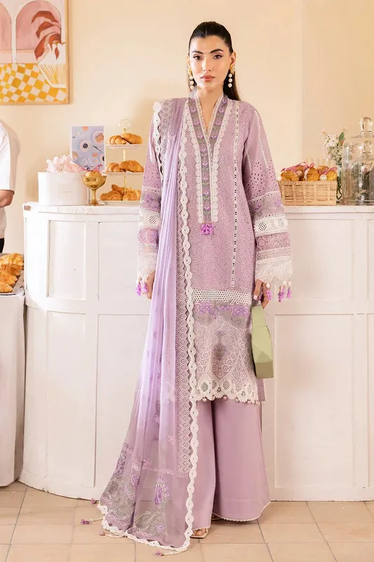 Saad Shaikh LaAmour Luxury Lawn Lilac Organza – view 1 – Poshaq