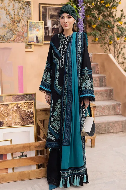 Saad Shaikh LaAmour Luxury Lawn Black Organza – view 1 – Poshaq