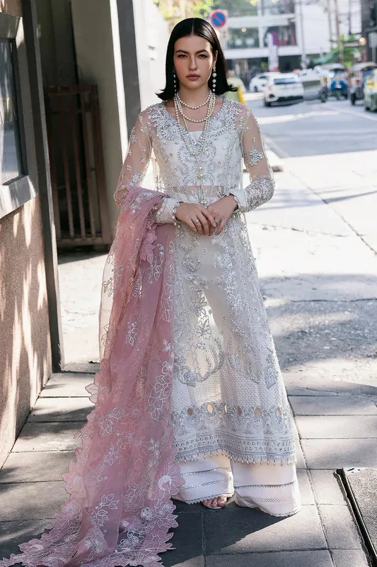 Saad Shaikh Fleurie Vol 2 White Raw Silk – view 1 – Poshaq